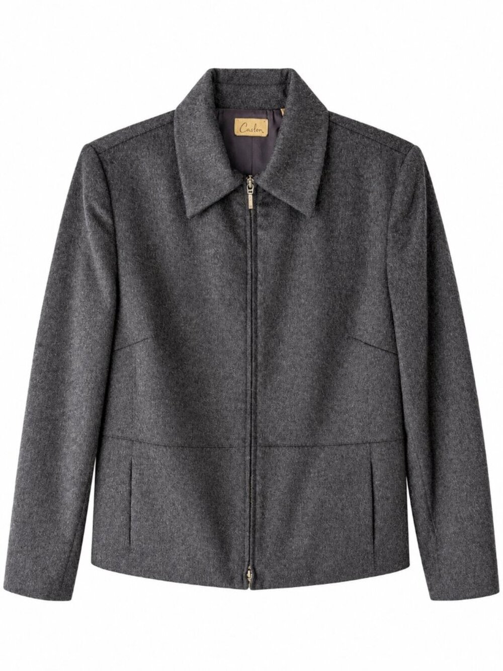Caslon Charcoal Gray Wool Cashmere Blend Zip Front Jacket Collared Size 4